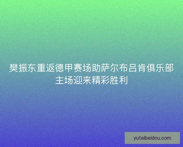 樊振东重返德甲赛场助萨尔布吕肯俱乐部主场迎来精彩胜利
